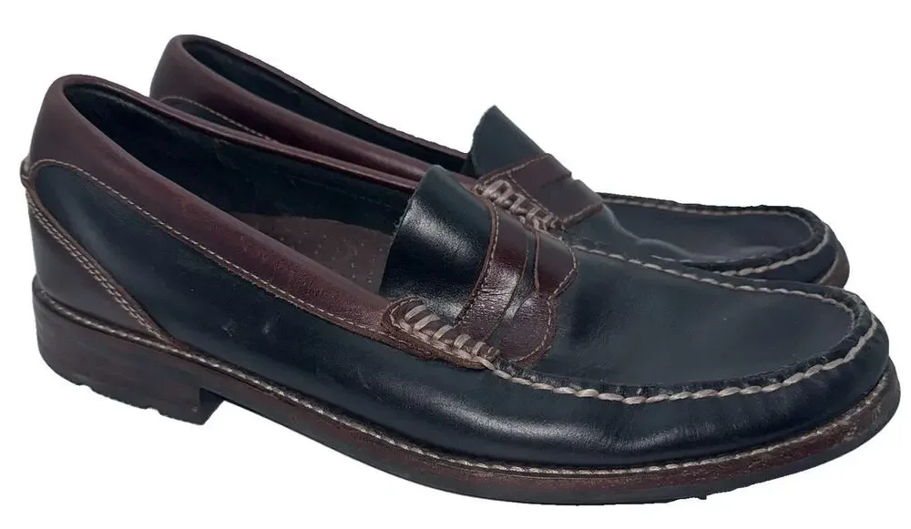Sperry Top-Sider Men’s 9.5M Black Brown Leather Penny Loafers Slip On